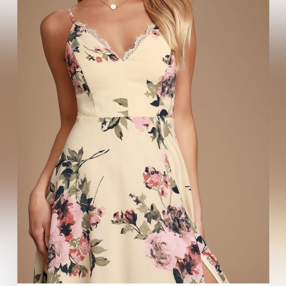 Lulus Emilee Cream Floral Print Midi Dress - Picture 4 of 5